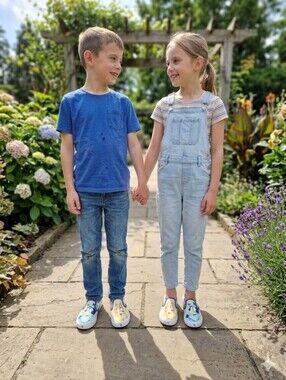 Kids Slip-On Sneakers with Bluey Characters - Beige, Blue & Orange